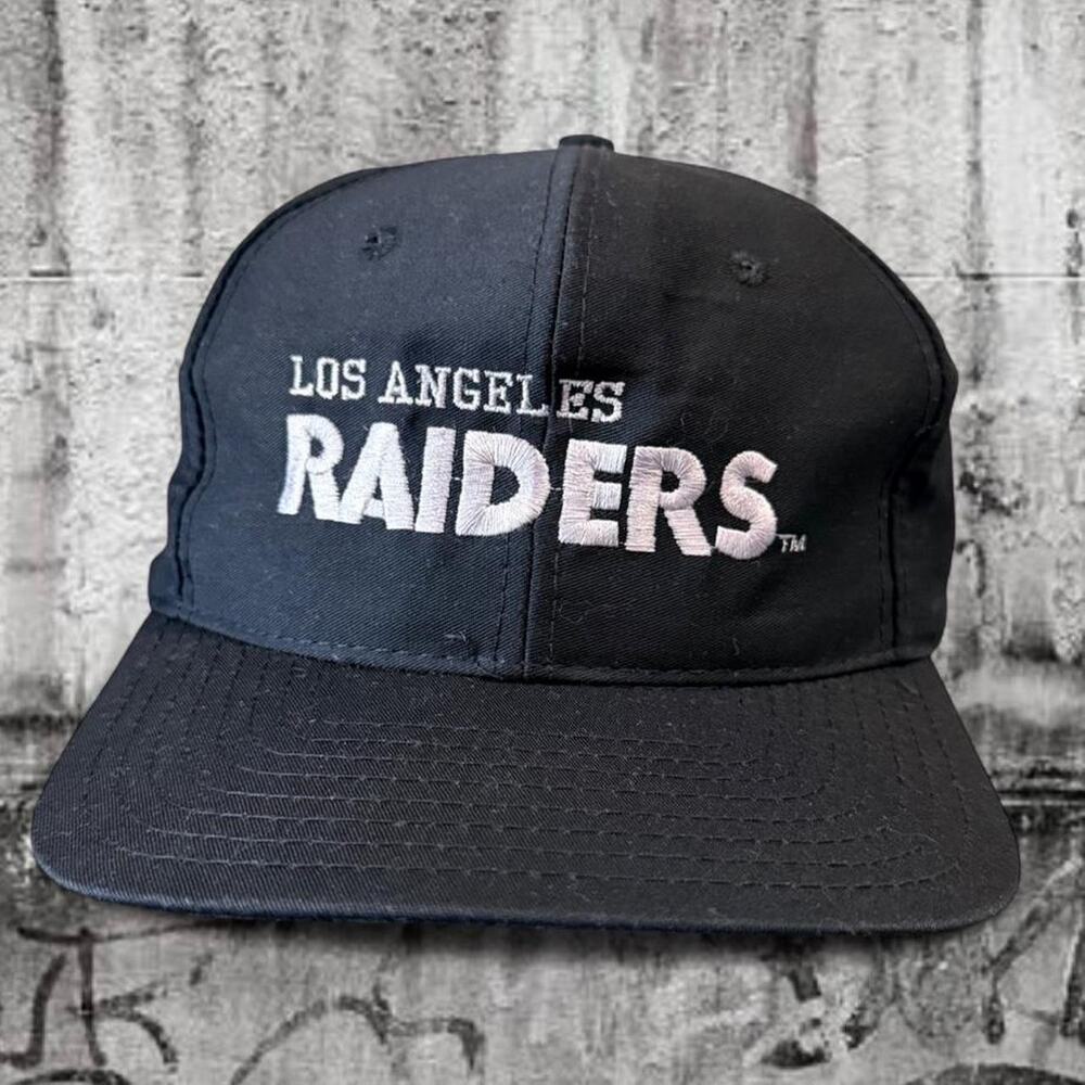 Vintage Los Angeles Raiders Snapback Hat Signature NFL Silver And Black Football